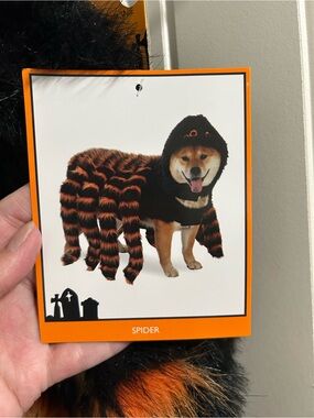 Pet Spider Costume for Dogs — Black & Orange Hooded Outfit